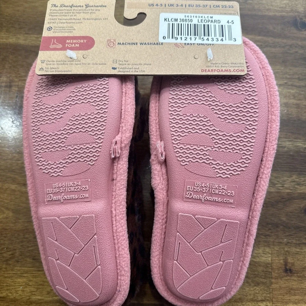 Dearfoams Slipper Youth 5 Peyton Animal Slip On Clog‎ House Shoe Cat Leopard